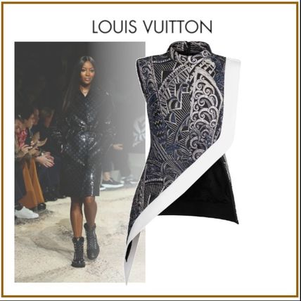 Louis Vuitton 2020 Cruise Wool Blended Fabrics Sleeveless Bi color Cotton Party Style 