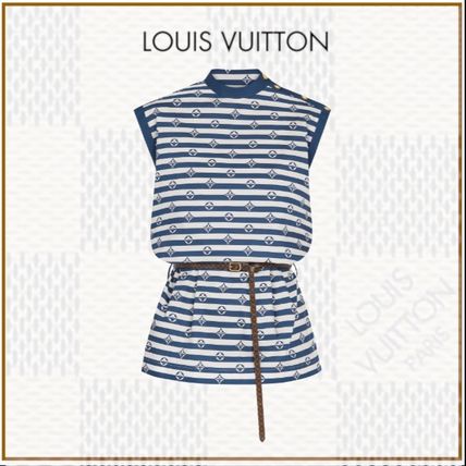 Louis Vuitton MONOGRAM 2020 SS Crew Neck Short Stripes Monogram Sleeveless Bi color Cotton 