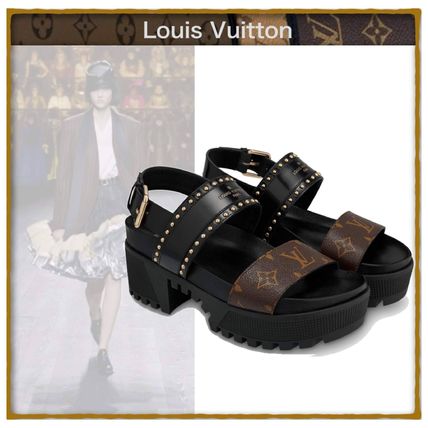 Louis Vuitton 2020 SS Monogram Rubber Sole Leather Sandals 1A6655 