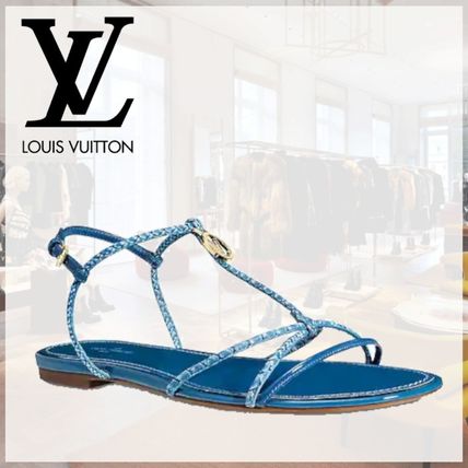 Louis Vuitton Open Toe Leather Logo Sandals 