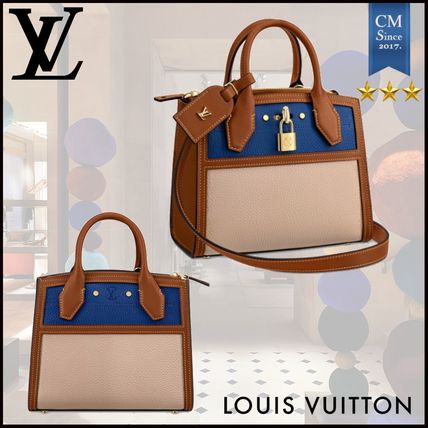 Louis Vuitton CITY STEAMER 2WAY Leather Elegant Style Crossbody Logo Handbags 