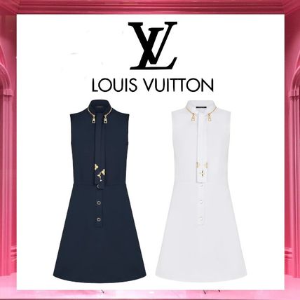 Louis Vuitton A line Sleeveless Flared Cotton High Neck Logo Metallic 1A7SW7 1A7SW1 