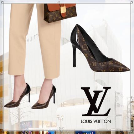 Louis Vuitton Monogram Leather Pin Heels Logo Stiletto Pumps  Mules 1A4W3Z 