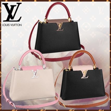 Louis Vuitton CAPUCINES Blended Fabrics 2WAY Bi color Plain Leather Elegant Style 