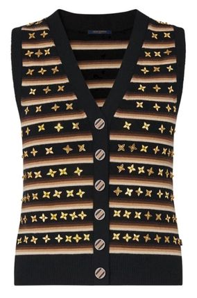 Louis Vuitton 2020 21AW Stripes Wool Nylon Sleeveless Medium With Jewels 