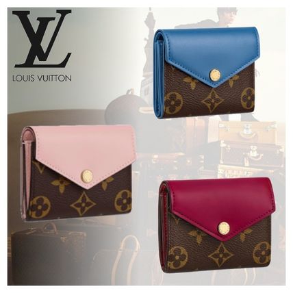 Louis Vuitton ZOE Monogram Plain Leather Folding Wallet Logo Folding Wallets M62932 M62933 