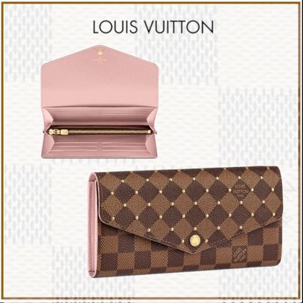 Louis Vuitton PORTEFEUILLE SARAH Other Plaid Patterns Canvas Blended Fabrics Studded Bi color 