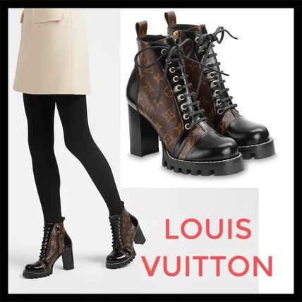 Louis Vuitton MONOGRAM Monogram Platform Plain Toe Rubber Sole Lace up Casual Style 1A2Y7W 