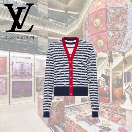 Louis Vuitton Stripes Wool Silk Nylon Long Sleeves Cotton Medium Cardigans 1A7TGO 