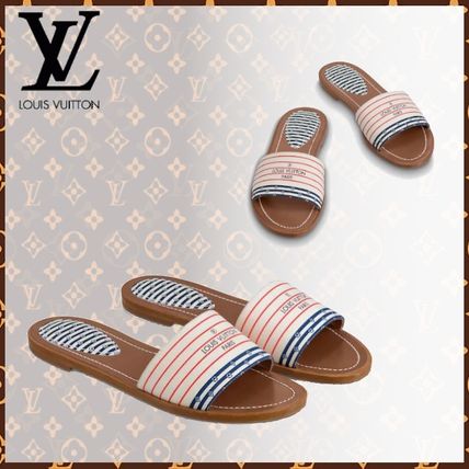 Louis Vuitton LOCKIT 2020 SS Stripes Monogram Open Toe Casual Style Leather Logo Sandals 