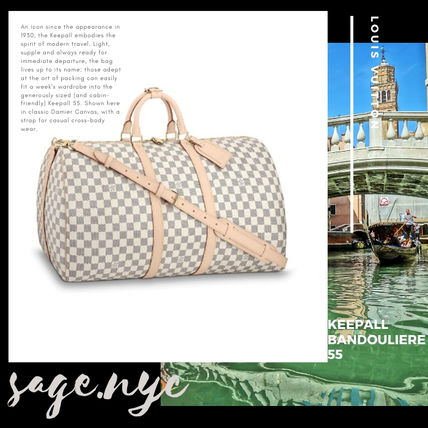 Louis Vuitton DAMIER AZUR Unisex 2WAY Leather Logo Boston  Duffles 