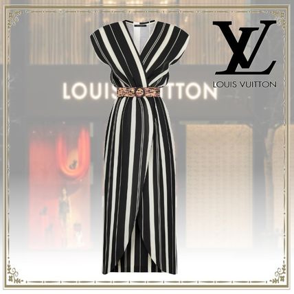 Louis Vuitton Stripes Silk Elegant Style Dresses 