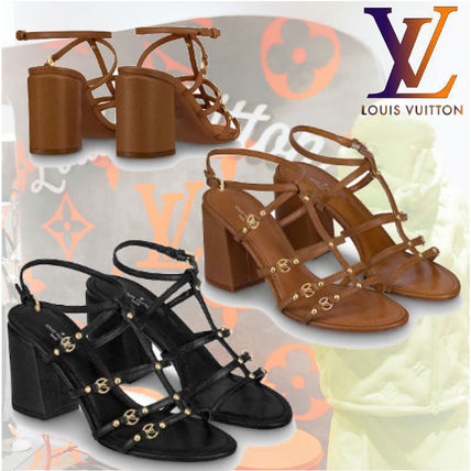 Louis Vuitton Casual Style Plain Leather Block Heels Elegant Style Logo 1A869F 1A869U 
