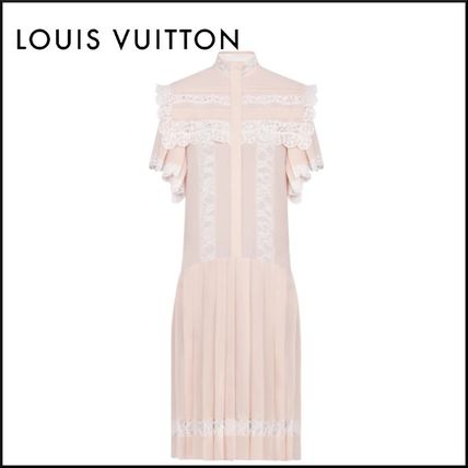 Louis Vuitton 2019 20AW Silk Plain Cotton Short Sleeves Party Style Elegant Style 1A82UU 