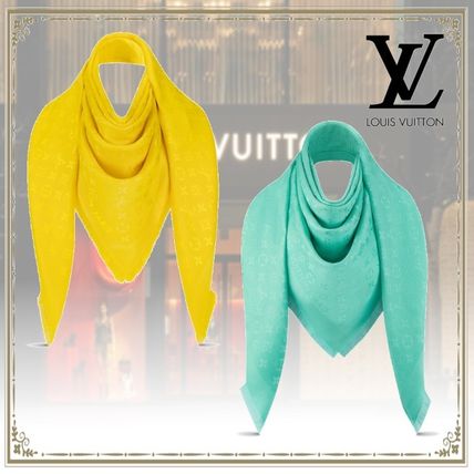 Louis Vuitton 2020 SS Monogram Wool Silk Knit  Fur Scarves 