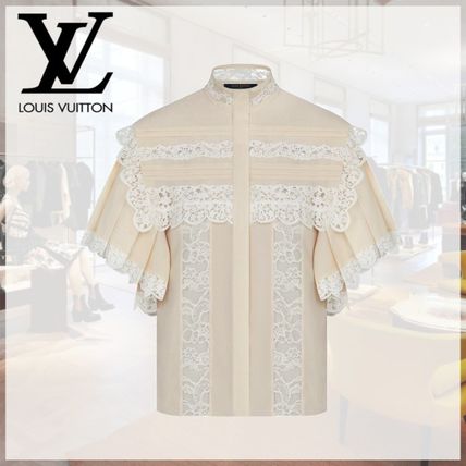 Louis Vuitton Casual Style Silk Medium Short Sleeves Lace Elegant Style 
