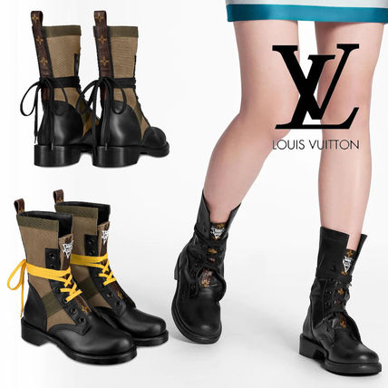 Louis Vuitton Monogram Leather Khaki Logo Mid Heel Boots 1A64V8 1A64V7 1A64V5 1A64V3 1A679D 1A679C 1A679B 1A679A 1A6799 1A6797 