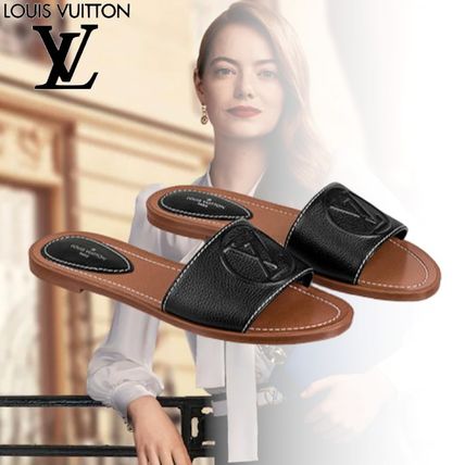 Louis Vuitton MONOGRAM 2020 SS Open Toe Blended Fabrics Leather Logo Sandals 1A874I 
