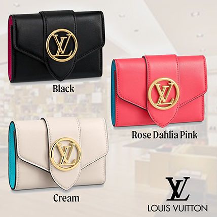 Louis Vuitton PONT NEUF 2020 21AW Plain Leather Folding Wallet Small Wallet Logo 