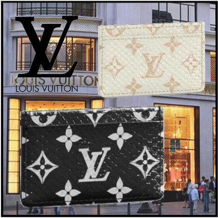 Louis Vuitton Monogram Unisex Leather Python Logo Card Holders N97857 N97060 