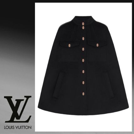 Louis Vuitton Black And Ochre Monogram Cape Coat In Wool And Silk 1A825T 