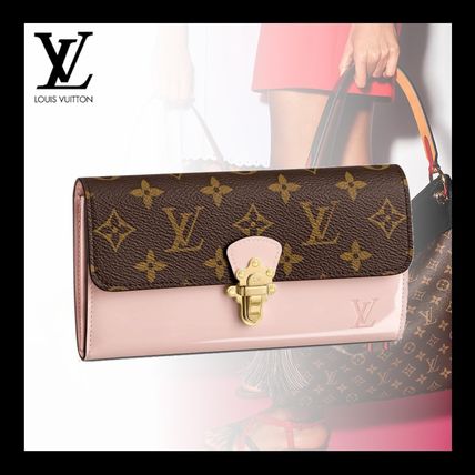 Louis Vuitton MONOGRAM Monogram Calfskin Plain Leather Logo Long Wallets 