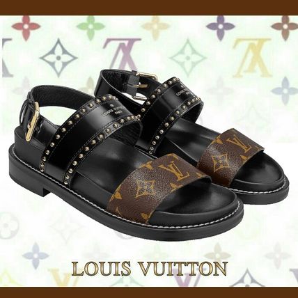 Louis Vuitton Monogram Open Toe Casual Style Blended Fabrics Street Style 1A65ZU 