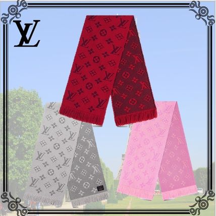 Louis Vuitton Monogram Logo Knit  Fur Scarves 