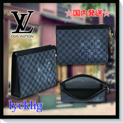 Louis Vuitton DAMIER GRAPHITE Casual Style Leather Office Style Elegant Style N60308 