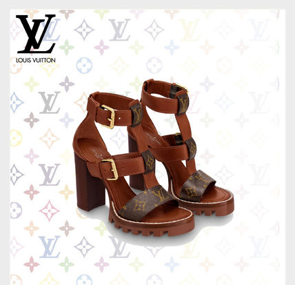 Louis Vuitton Monogram Rubber Sole Casual Style Plain Heeled Sandals 1A662L 