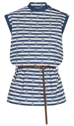 Louis Vuitton 2020 SS Short Stripes Monogram Sleeveless Cotton High Neck 