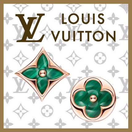 Louis Vuitton Star Flower 18K Gold Elegant Style Earrings Q96672 Q96673 