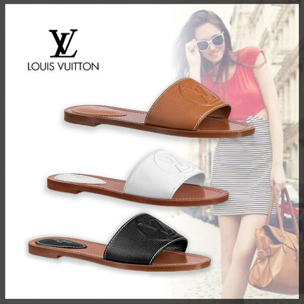 Louis Vuitton 2020 SS Open Toe Blended Fabrics Plain Leather Elegant Style Mules 1A8750 1A873C 1A8746 