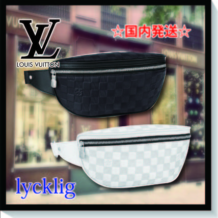 Louis Vuitton DAMIER INFINI Unisex 3WAY Plain Leather Logo Hip Packs N40326 