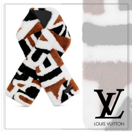 Louis Vuitton 2020 21AW Bi color Bridal Knit  Fur Scarves 