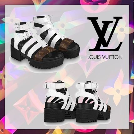 Louis Vuitton MONOGRAM 2020 SS Monogram Open Toe Lace up Casual Style Street Style Leather 1A64Q3 
