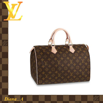 Louis Vuitton SPEEDY Monogram Leather Elegant Style Handbags 