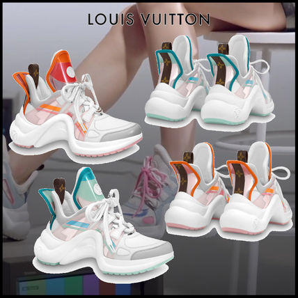 Louis Vuitton 2019 20AW Monogram Blended Fabrics Leather Low Top Sneakers 