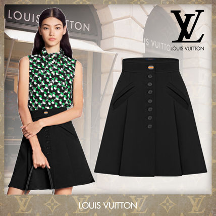 Louis Vuitton 2020 SS Short Stripes Wool Silk Blended Fabrics Pleated Skirts Plain 1A7SBU 1A7SBT 1A7SBS 1A7SBR 