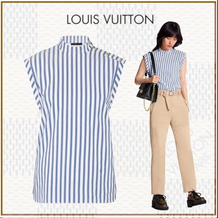 Louis Vuitton 2020 Cruise Stripes Silk Blended Fabrics Sleeveless Bi color Cotton 