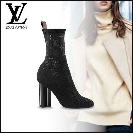 Louis Vuitton MONOGRAM 2019 20AW Monogram Block Heels High Heel Boots 