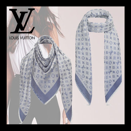 Louis Vuitton MONOGRAM Monogram Wool Silk Logo Knit  Fur Scarves 
