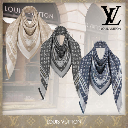 Louis Vuitton Flower Patterns Monogram Silk Bridal Knit  Fur Scarves M73698 M76341 M73699 