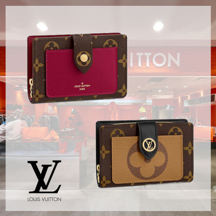 Louis Vuitton 2020 21AW Monogram Canvas Leather Folding Wallet Logo Folding Wallets M69432 M69433 