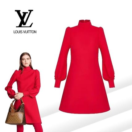 Louis Vuitton 2020 21AW Wool Silk Long Sleeves Plain Dresses 1A82JO 