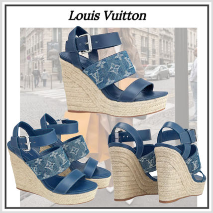 Louis Vuitton MONOGRAM 2020 SS Monogram Open Toe Party Style Logo Platform  Wedge Sandals 1A7RA8 