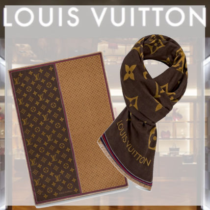Louis Vuitton 2020 21AW Monogram Unisex Street Style Cotton Logo Knit  Fur Scarves M76366 