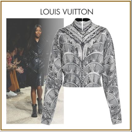 Louis Vuitton 2020 Cruise Silk Blended Fabrics Bi color Long Sleeves With Jewels 