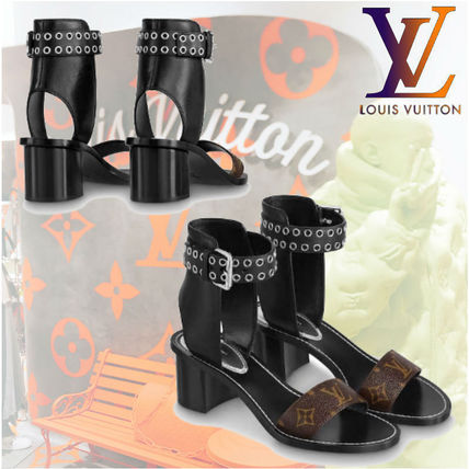 Louis Vuitton Monogram Casual Style Plain Leather Block Heels 1A64N8 