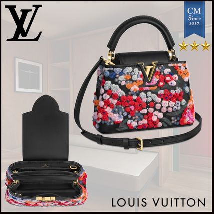 Louis Vuitton CAPUCINES 2020 SS Flower Patterns 2WAY Leather Handmade Crossbody Logo 